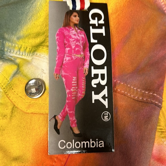 Glory Denim Trucker Jacket Tie Dye  sherpa lined fray hem  Size 3X  X Large - Picture 7 of 17